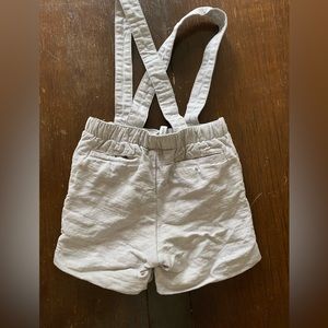 Janie and Jack Gray Linen-Cotton Suspender Shorts | 12-18month